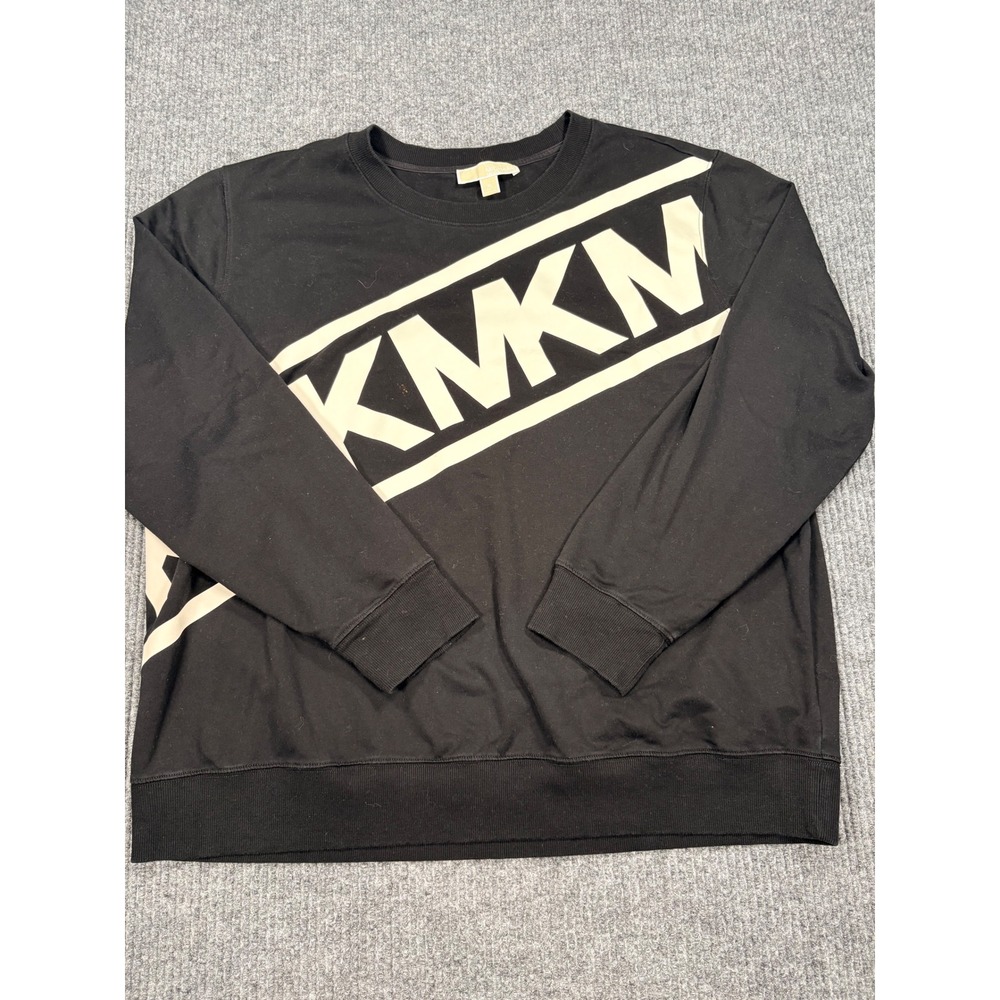 Michael Kors Mens XL Black KMKM Logo Graphic Crew Neck Sweatshirt Long Sleeve